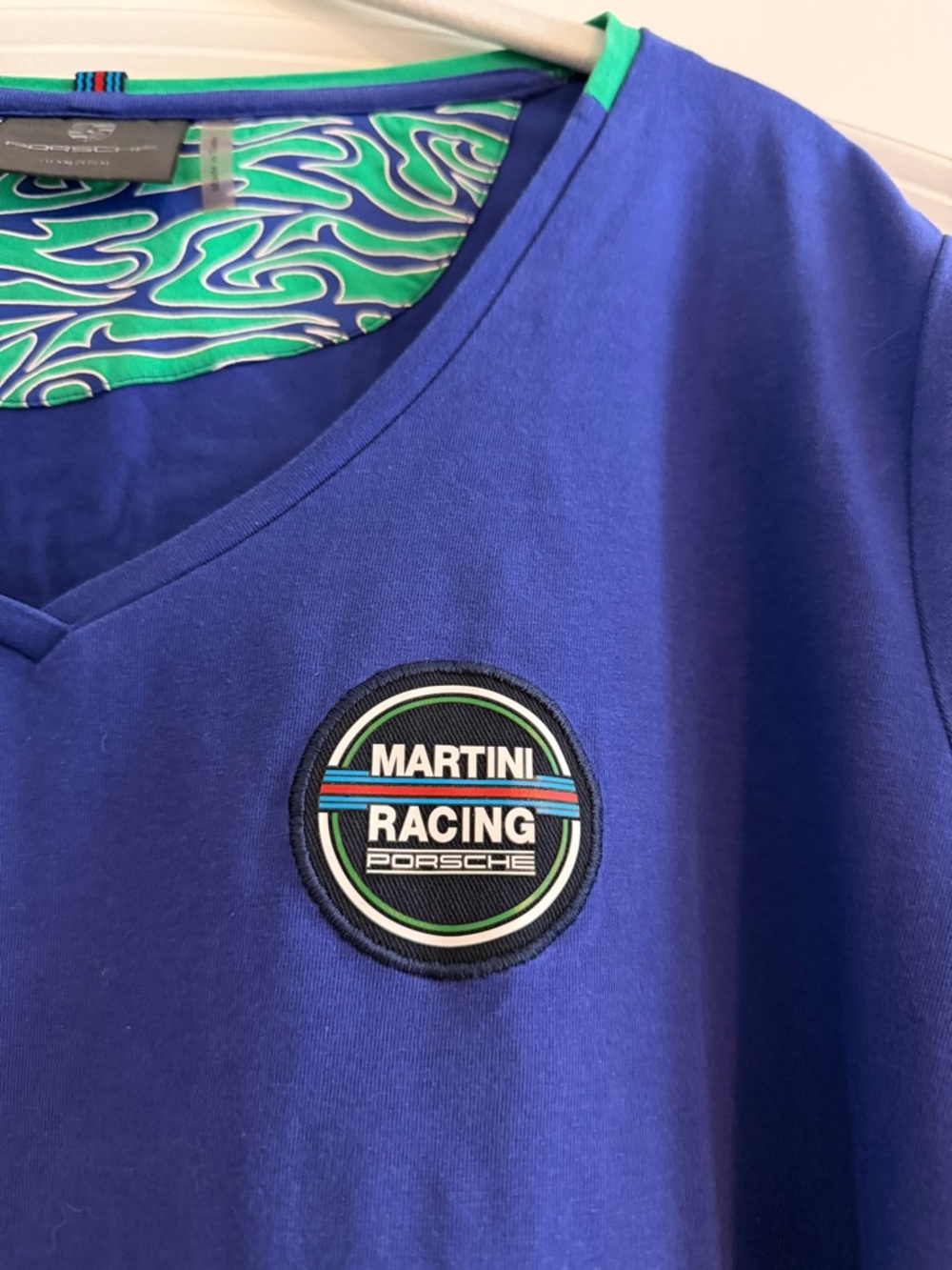 Porsche Martini Racing Blue V-Neck Shirt with Patches Women’s XL - Picture 3 of 7